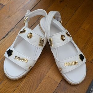 Karl Lagerfeld White Sandals with Gold Accents